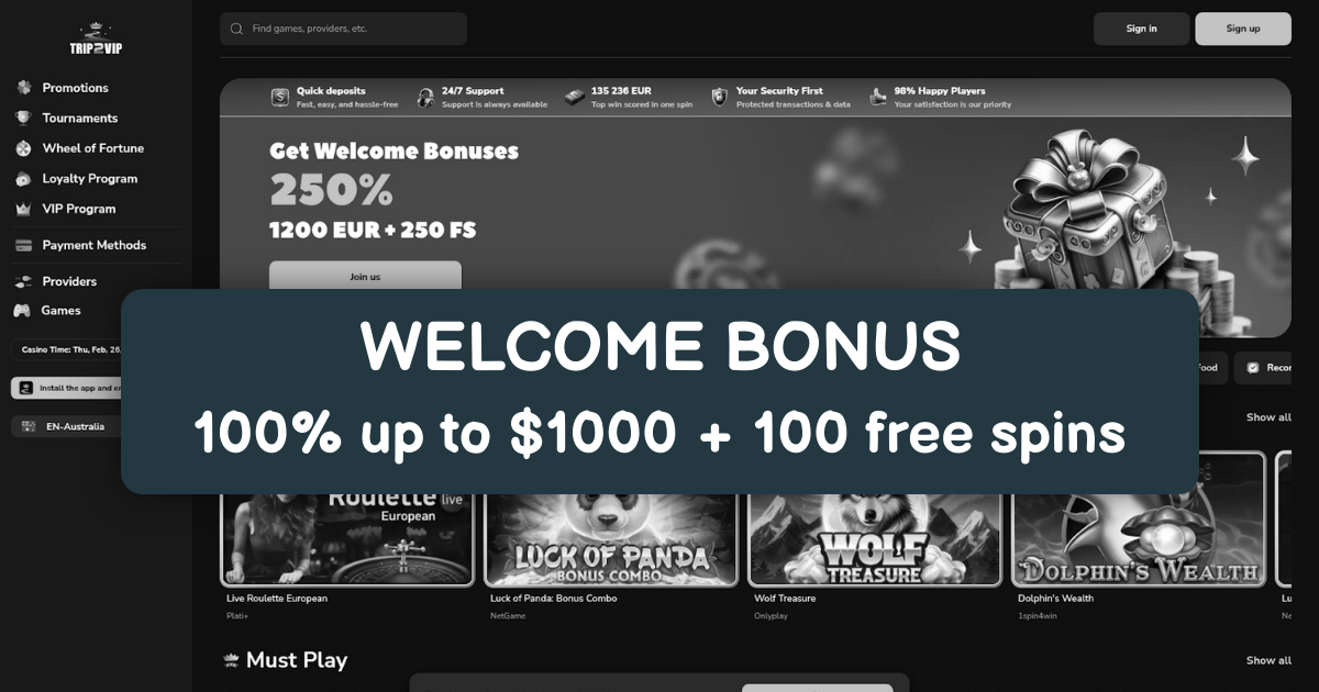Trip2vip Casino Australia - Top Online Slots